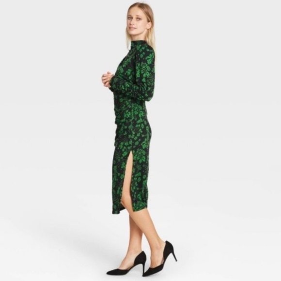 Who What Wear Green Puff Long Sleeve A-Line Holiday Christmas Dress XXL - Picture 3 of 5